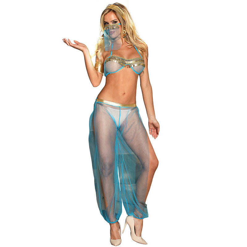 Ensemble Lingerie Style Indien Bleu Dentelle Détails Dorés - Subblime