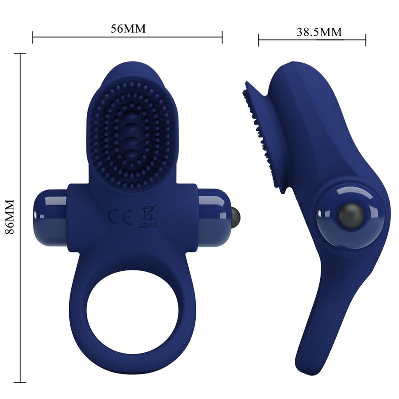 Cockring Vibrant Bleu Silicone 10 Modes Stimulation Clitoridienne - Pretty Love
