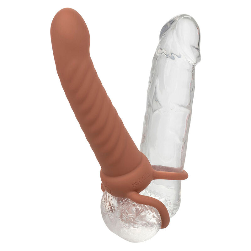 Double Pénétrateur Nervuré Rechargeable 10 Vibrations Silicone IPX7 - CalExotics