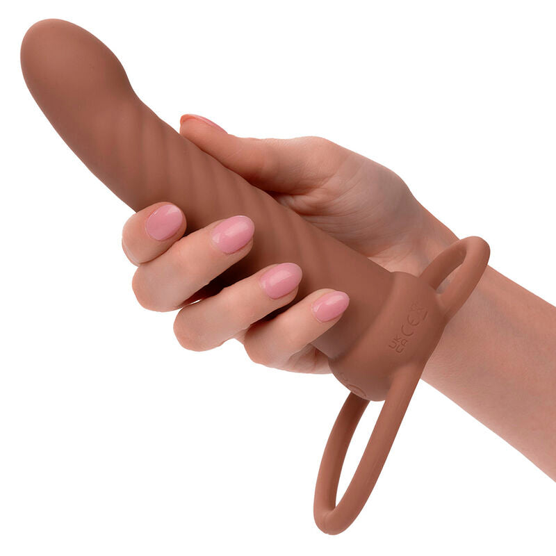 Double Pénétrateur Nervuré Rechargeable 10 Vibrations Silicone IPX7 - CalExotics