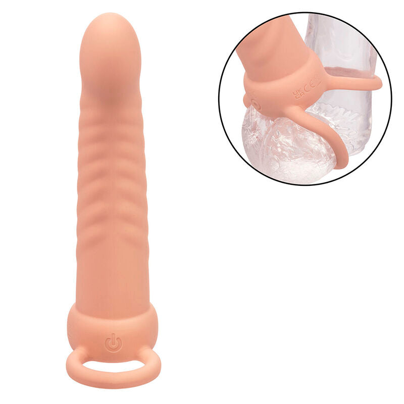 Double Pénétrateur Nervuré Rechargeable 10 Vibrations Silicone IPX7 - CalExotics