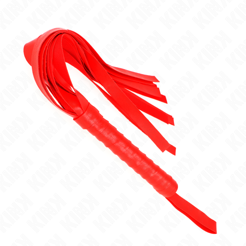 Fouet BDSM Queue Large Cuir et PVC Manche Bois 48,5 cm - Kink