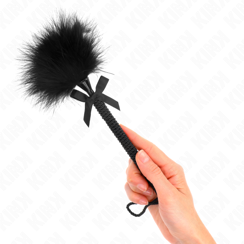 Plumeau Fétichiste Double Sensation Plumes Nœud Nylon 25 cm - Kink