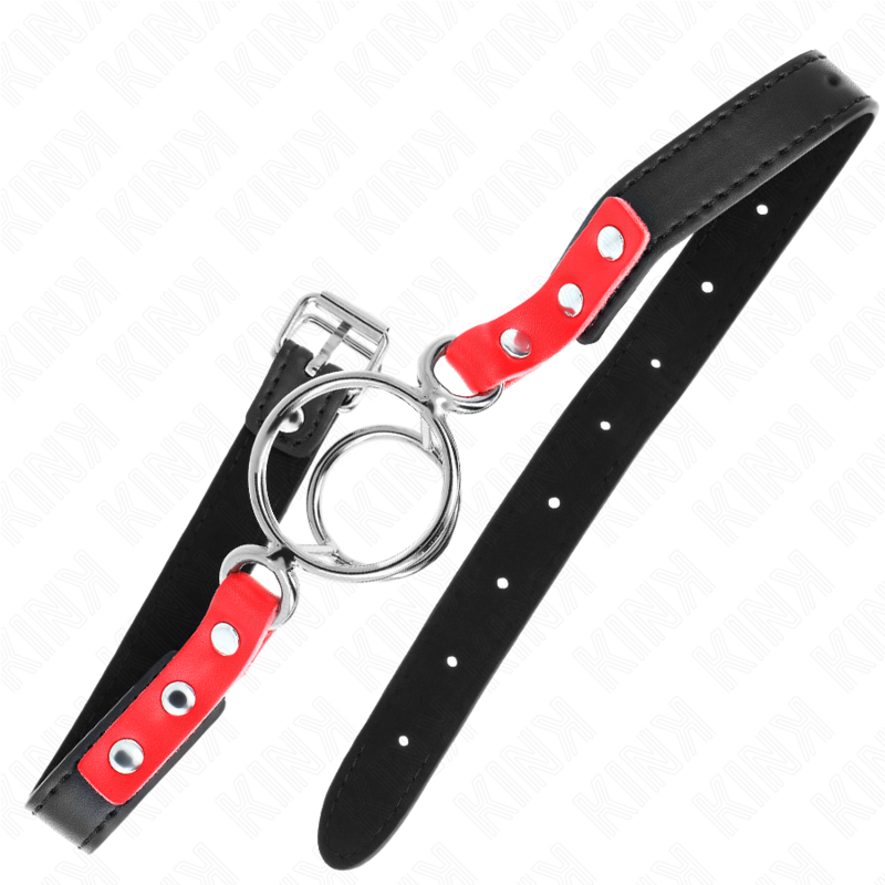 Bâillon BDSM O-Ring Multiple 4 Anneaux Interchangeables Cuir - Kink