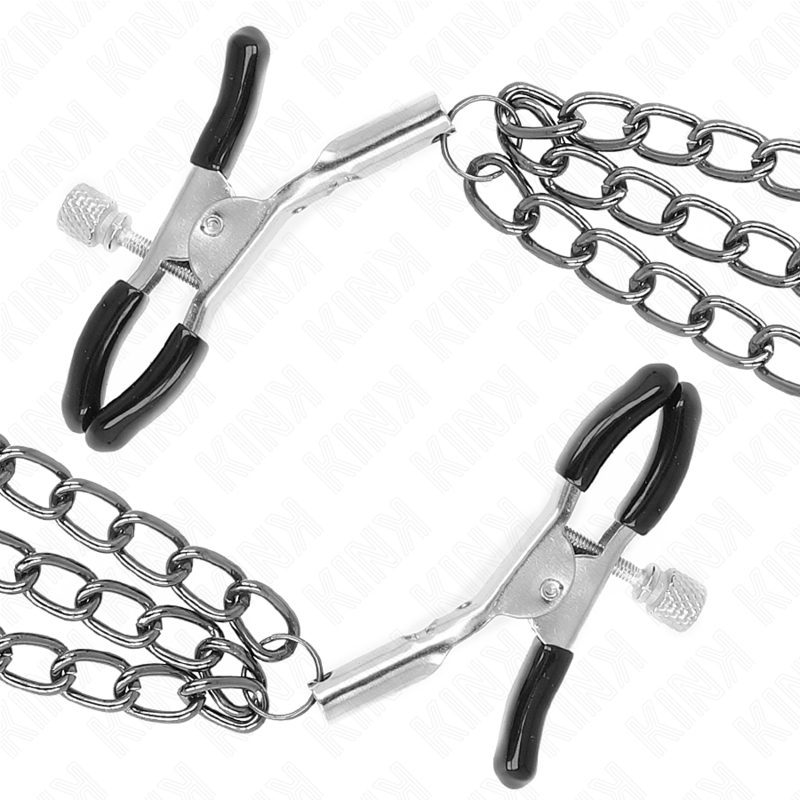 Pinces à Tétons Métal 3 Chaînes Amovibles 20/23/28 cm - Kink