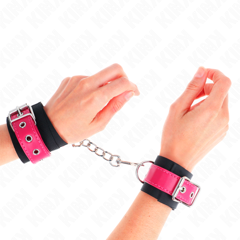 Menottes BDSM Poignets Nylon Sangle Cuirette Ajustable 19-29 cm - Kink