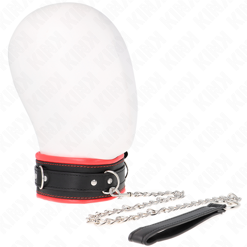 Collier BDSM Lourd Cuir Laisse de 65 cm Réglable - Kink