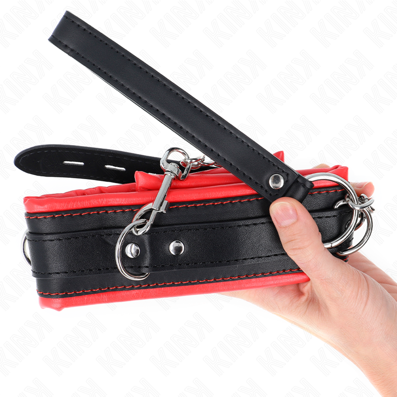 Collier BDSM Lourd Cuir Laisse de 65 cm Réglable - Kink
