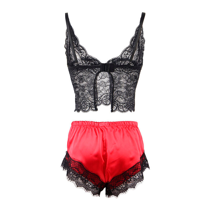 Ensemble Nuisette Satin et Pantalon Dentelle 2 Pièces - Subblime