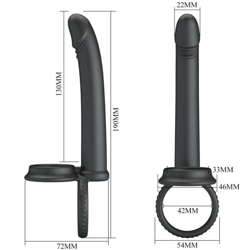 PRETTY LOVE - DILLION DOUBLE PÉNÉTRATION DOUBLE ANNEAU PÉNAL NOIR