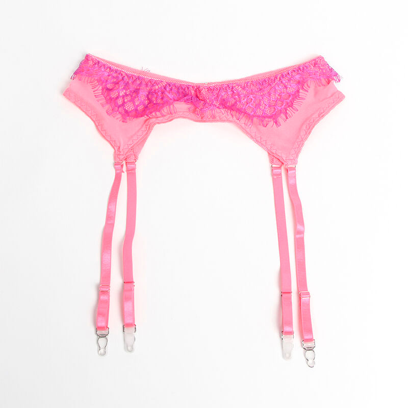 Ensemble Lingerie Soutien-Gorge Porte-Jarretelles Dentelle Vert Rose - Subblime