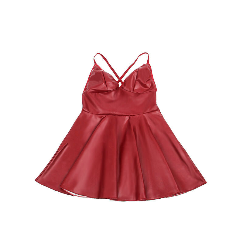 Robe Lingerie Bretelles Fines Finitions Cuir PU 4 Coloris - Subblime