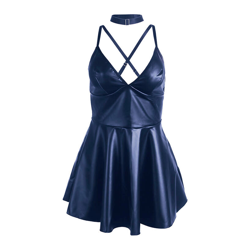 Robe Lingerie Bretelles Fines Finitions Cuir PU 4 Coloris - Subblime