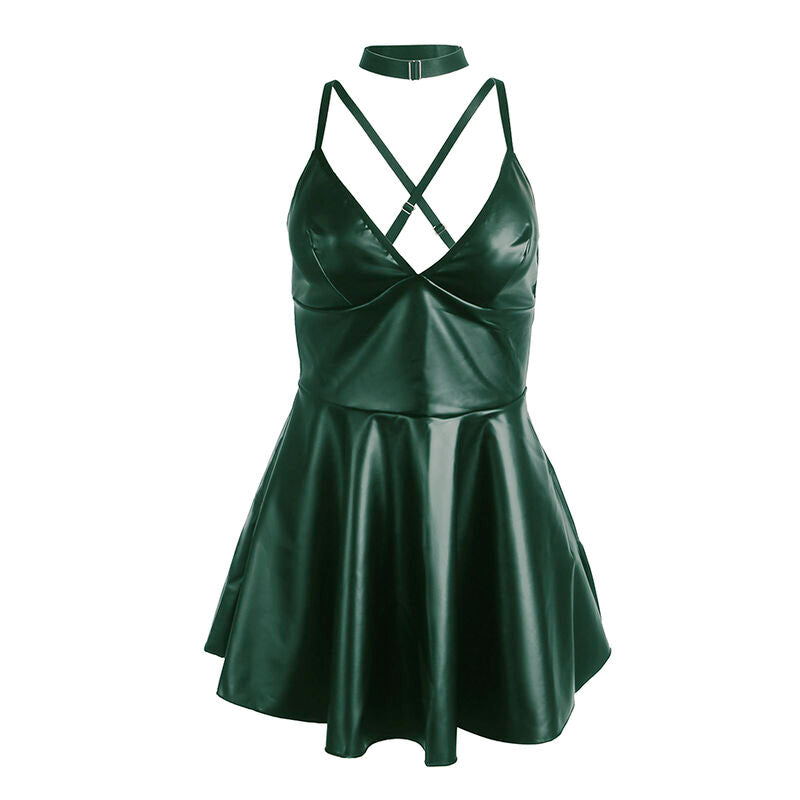 Robe Lingerie Bretelles Fines Finitions Cuir PU 4 Coloris - Subblime