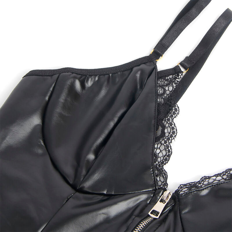 Body Lingerie Fermeture Éclair Cuir Noir - Subblime