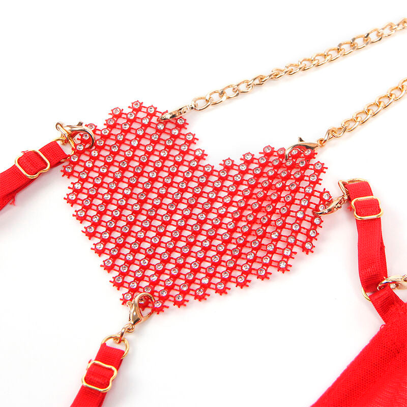 Soutien-Gorge Maille Rouge Chaînes et Cœur Métallique - Subblime