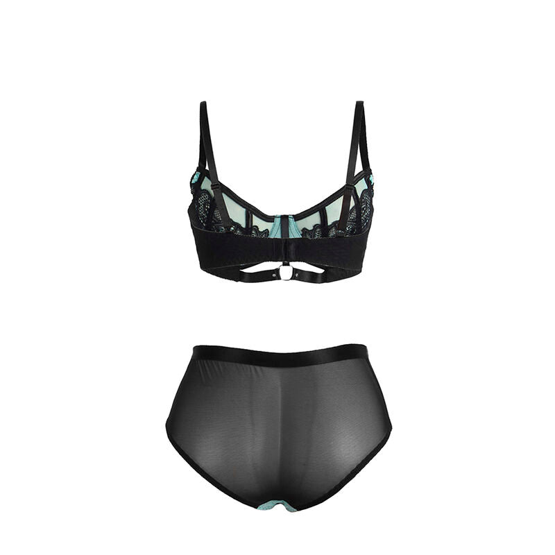 Ensemble Lingerie Soutien-Gorge Zippé String Cuir Verni Résille - Subblime