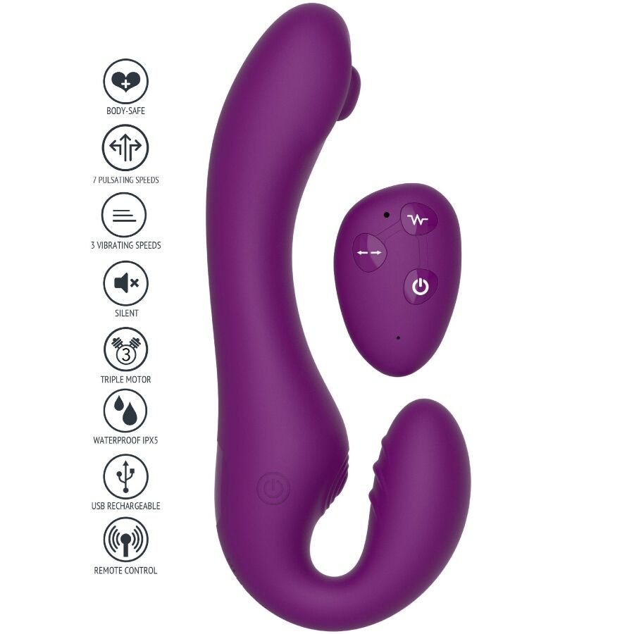 Gode Ceinture Strapless Vibrant 2-en-1 Télécommande 3 Moteurs - Xocoon