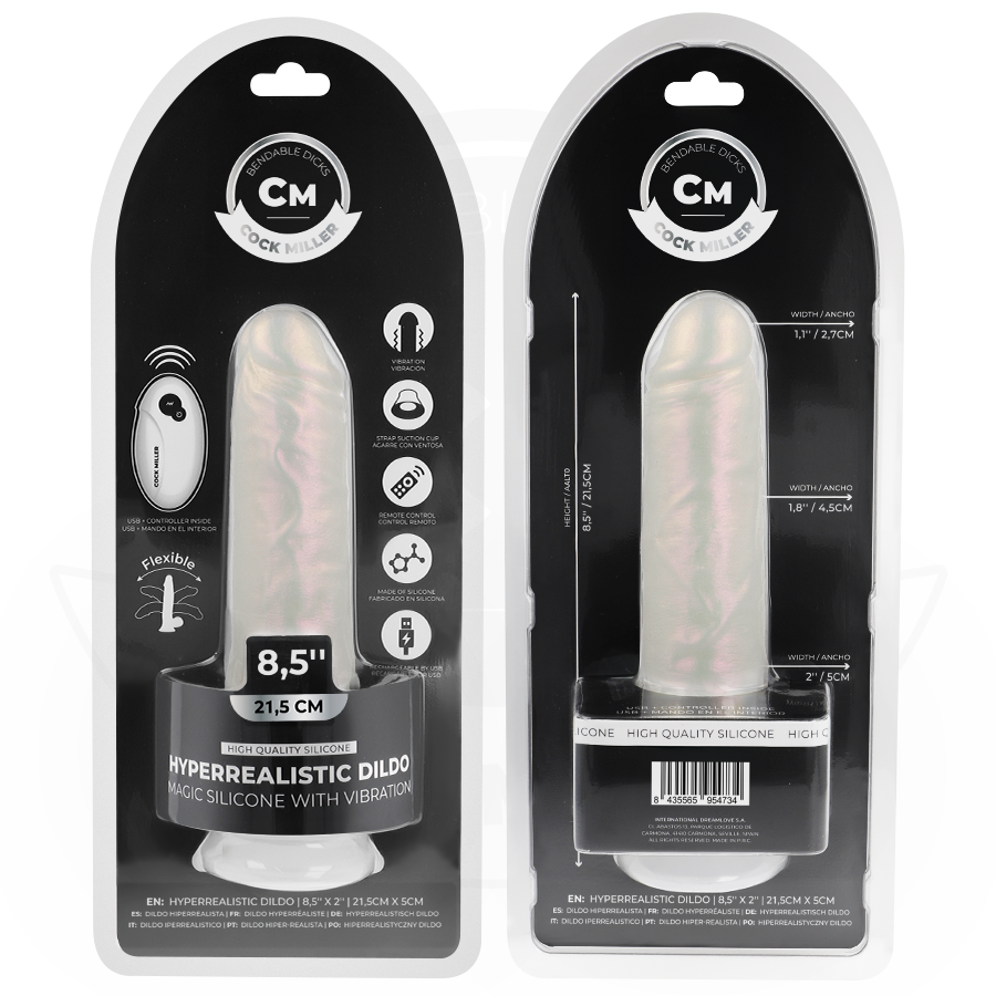 Gode Vibrant Ventouse Lumières LED Télécommande Rechargeable - Cock Miller