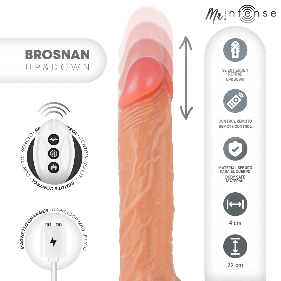 MR INTENSE - BROSNAN PÉNIS RÉALISTE TÉLÉCOMMANDÉ 22 CM -O- 4 CM