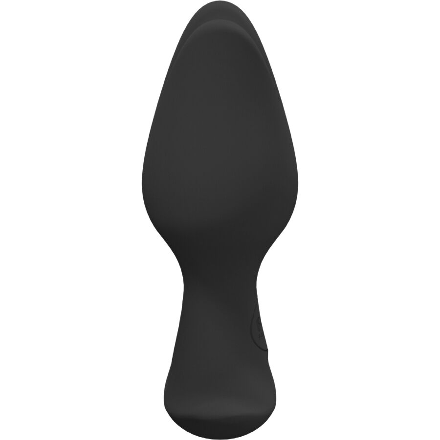 Plug anal Bootie Fem Fun Factory vu de face, silhouette fine en silicone noir