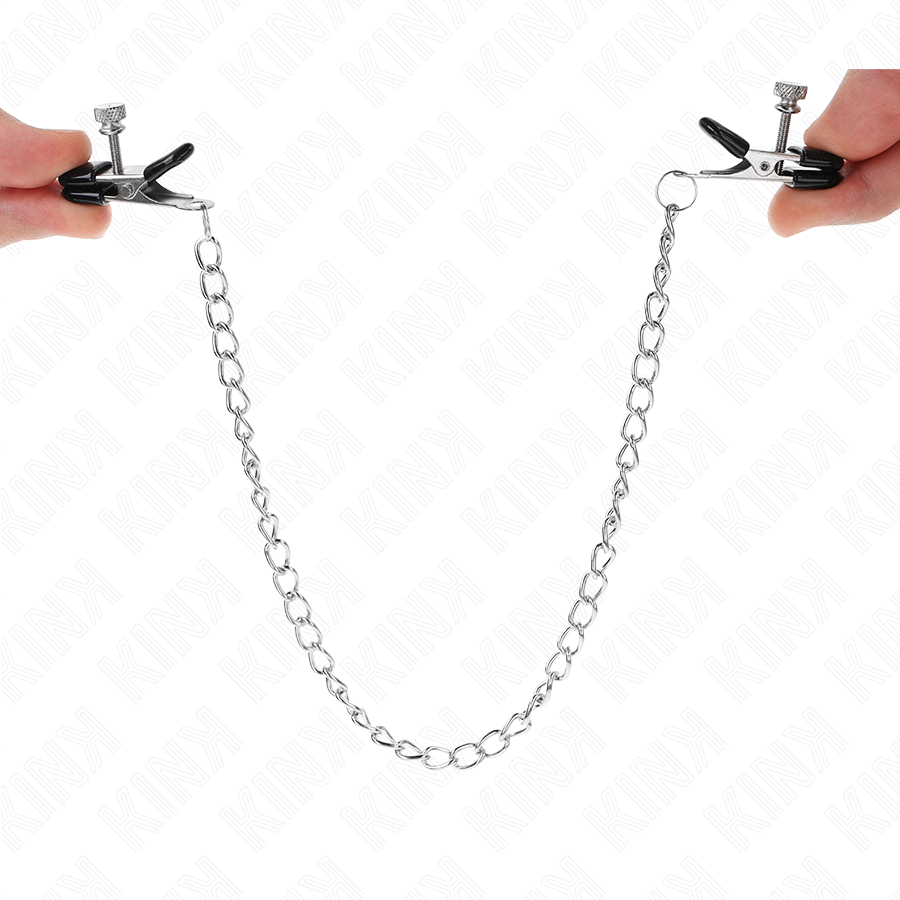 Pinces à Tétons Chaîne Plate Argentée 2 Longueurs - Kink