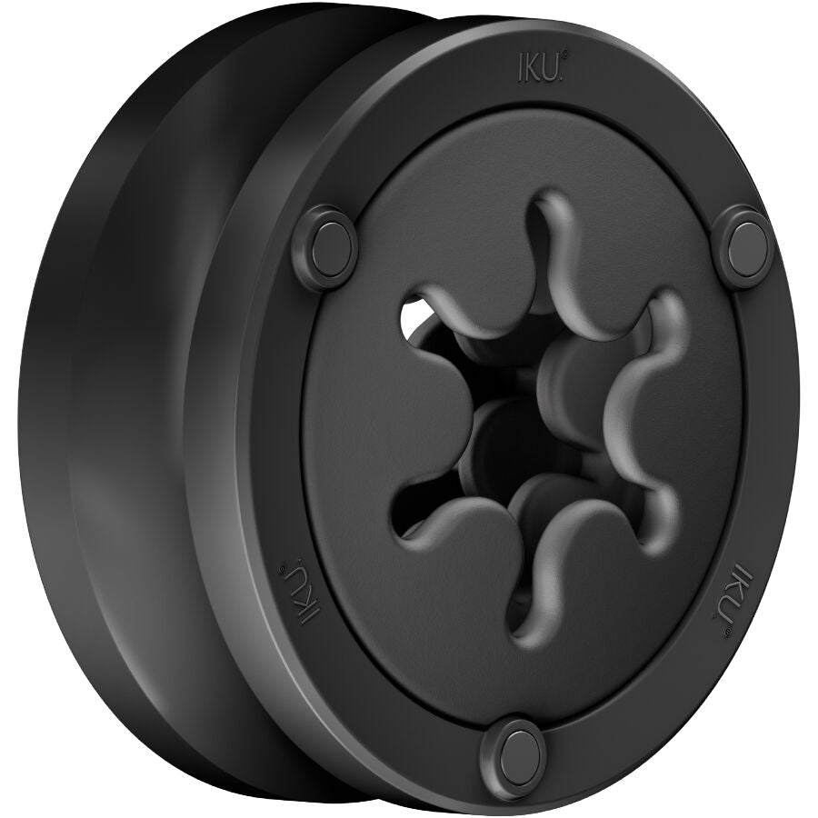 Module masturbateur IKU Flex Fun Factory noir vu de trois quarts, entrée étoilée