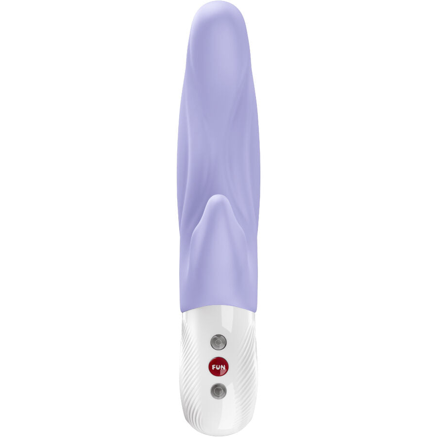 Rabbit Lady Bi violet lilas de Fun Factory vu de face, trois boutons de réglage