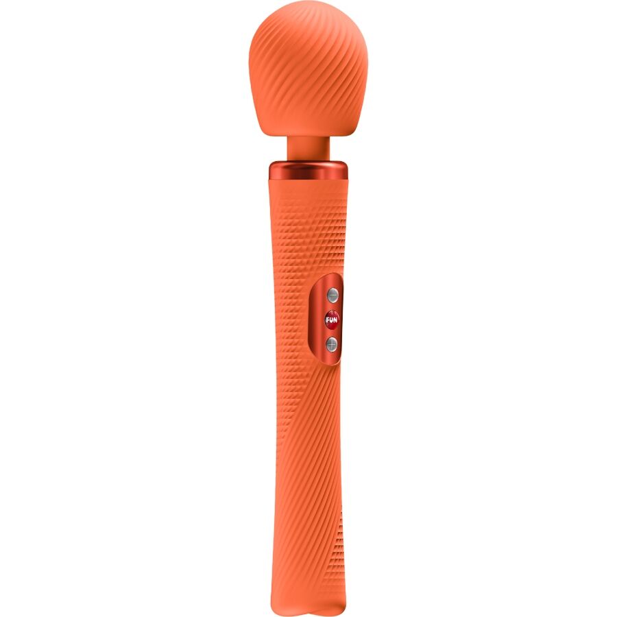Vibromasseur wand VIM orange de Fun Factory, col flexible et boutons de commande