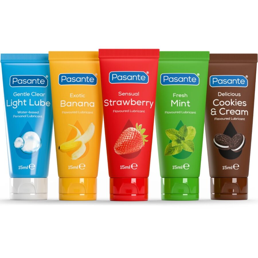 PASANTE - PACK LUBRIFIANTS SAVEURS ASSORTIES 5 UNITÉS X 15 ML