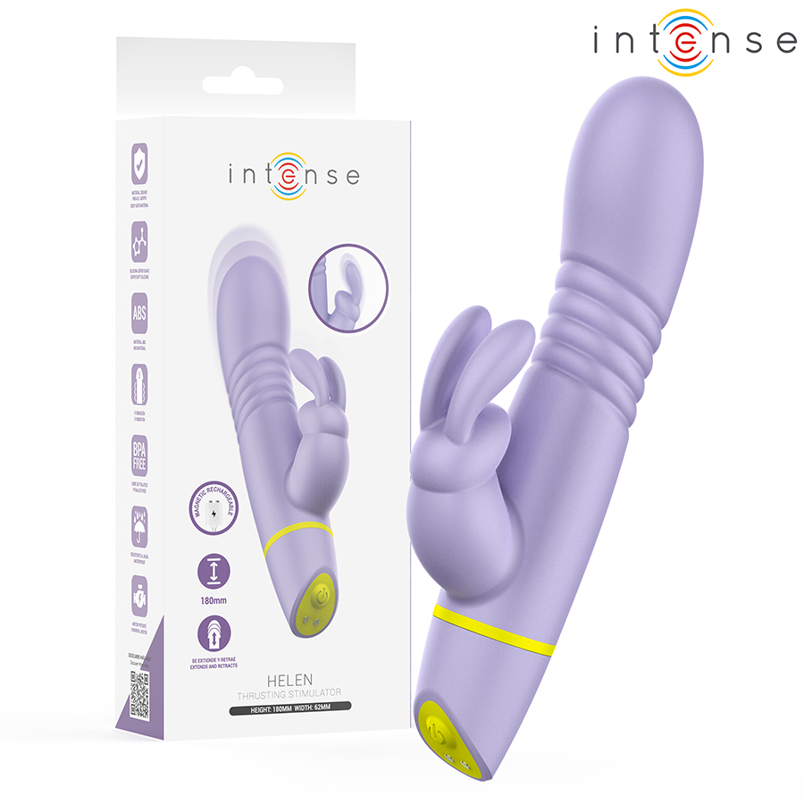 Vibromasseur Rabbit à Poussée Helen Va-et-Vient 5 Modes Rechargeable - Intense