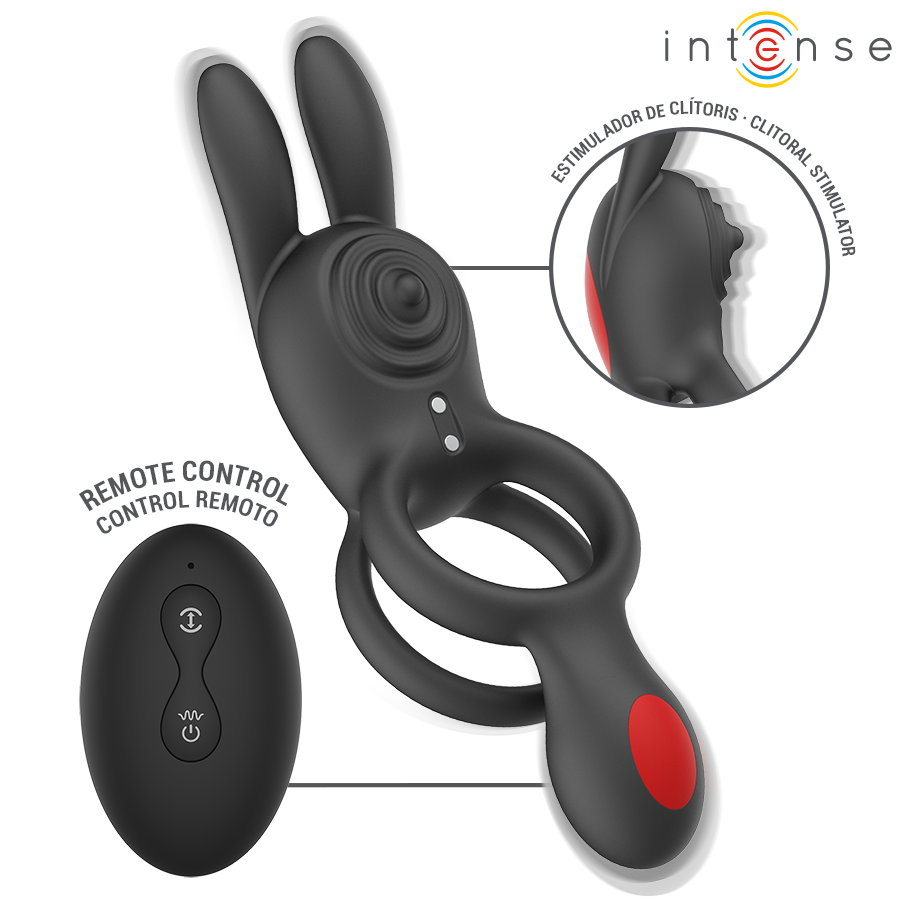 Cockring Quinn d'Intense en détail : stimulateur clitoridien cerclé et télécommande