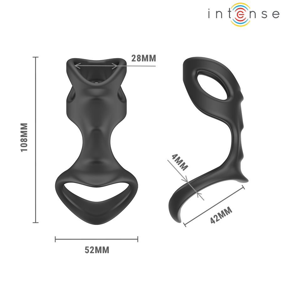 Cockring Double Anneau Liam avec Extension Stimulante Flexible - Intense