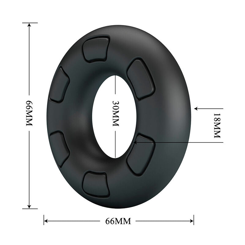 Cotes du cockring Bertram de Crazy Bull : 66 mm, 30 mm intérieur et 18 mm d'épaisseur