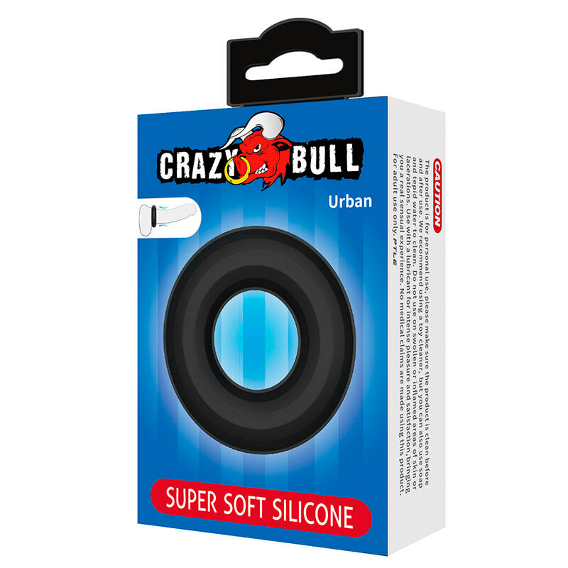 Boîte bleue Crazy Bull du cockring Urban en silicone vue de face