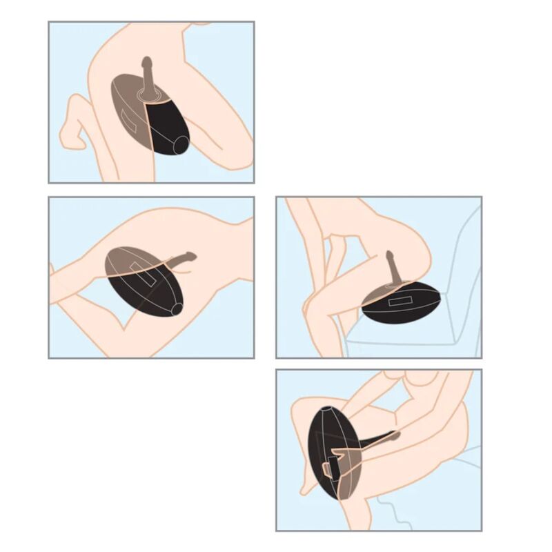 Illustrations des positions possibles sur le coussin Body Dock Love Ball