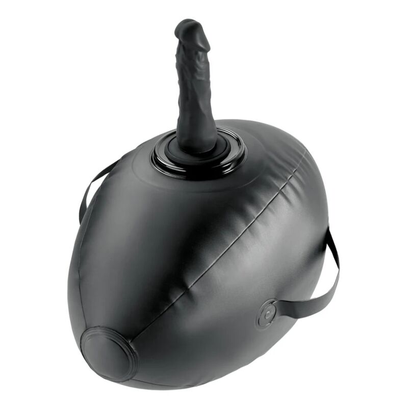 Coussin gonflable Body Dock Love Ball noir avec gode fixé sur sa plateforme