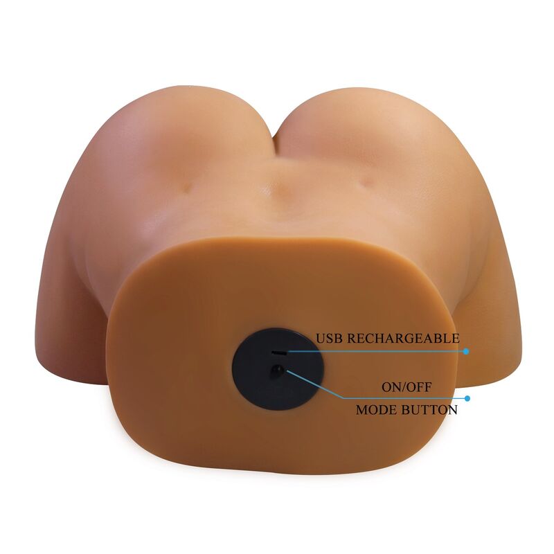 Base du fessier Crazy Bull : prise de recharge USB et bouton marche et modes