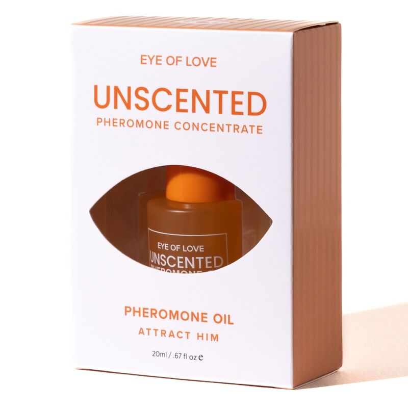 Boîte de l'huile aux phéromones sans parfum Eye Of Love avec fenêtre sur le flacon