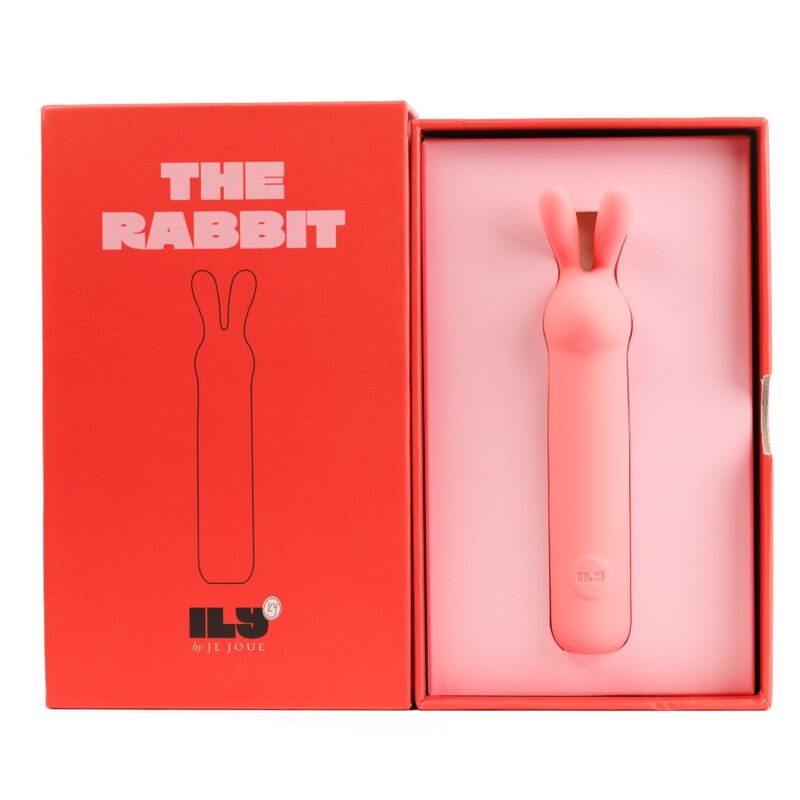 Boîte The Rabbit entrouverte montrant le bullet ILY Rabbit corail de Je Joue