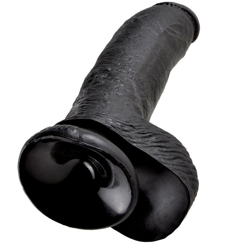 Dessous du gode King Cock noir avec la ventouse et les testicules