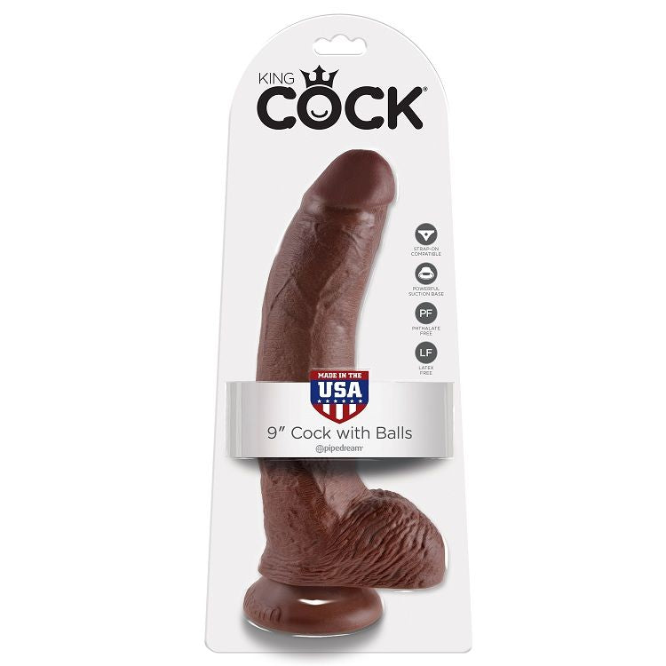 Gode Réaliste avec Testicules Ventouse 22,9 cm Latex - King Cock