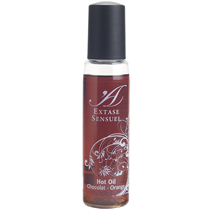 Huile de Massage Stimulante Chocolat & Orange - Effet Chauffant - Extase Sensual