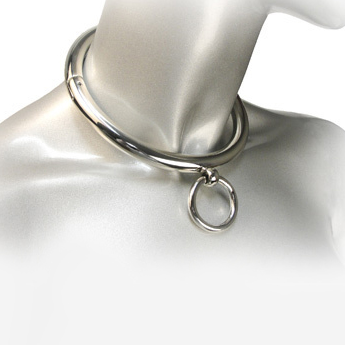 Collier BDSM Métal Chromé avec Anneau Verrouillable Clé Allen - Metal Hard