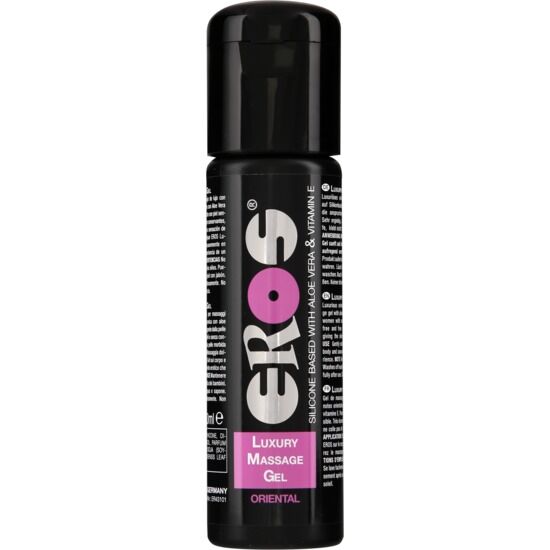 Flacon noir de 100 ml du gel de massage Luxury Oriental d'Eros à base de silicone