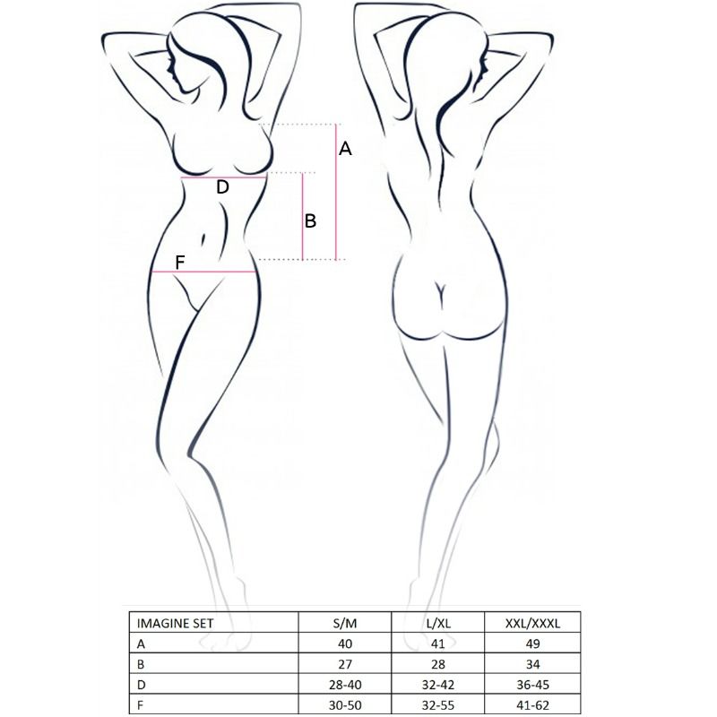 Ensemble Lingerie Imagine Haut Ouvert et String Noir Taille L/XL - Passion Woman