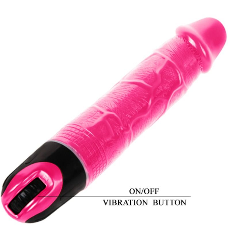 Vibromasseur Classique Veiné - Multivitesse TPR Souple Rose - Baile