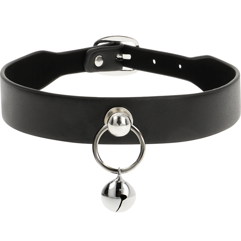 Collier BDSM Cuir Vegan Anneau Réglable Sans Nickel - Coquette