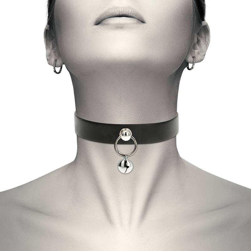 Collier BDSM Cuir Vegan Anneau Réglable Sans Nickel - Coquette