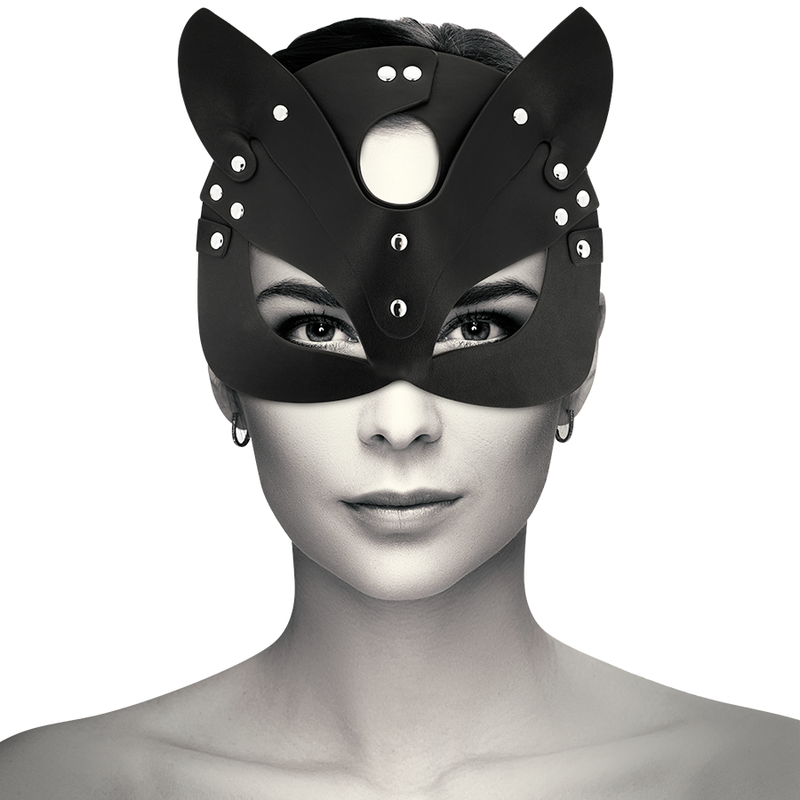 Masque Loup Oreilles de Chat Cuir Vegan Sensuel - Coquette Chic Desire